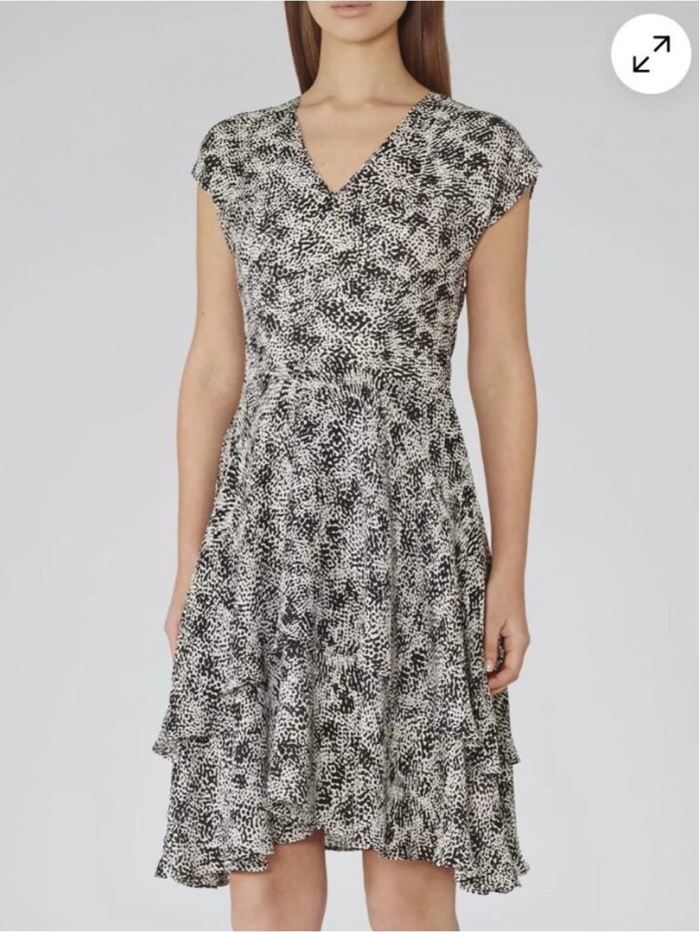 Reiss Black and White Printed Mini Dress